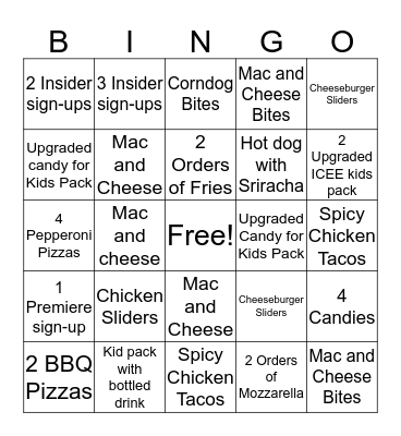 Concession Bingo! Bingo Card