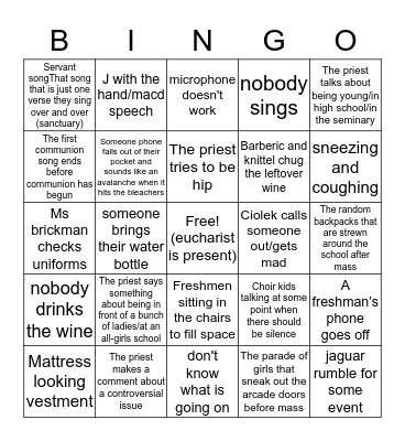 sja mass bingo!! Bingo Card