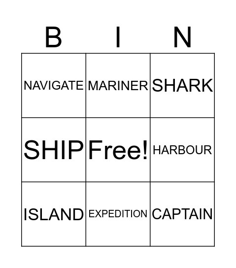 SEA FEVER Bingo Card
