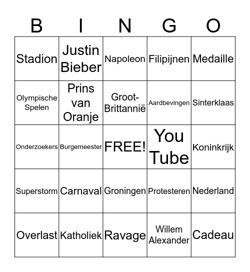 Nieuwsbegrip Bingo Card