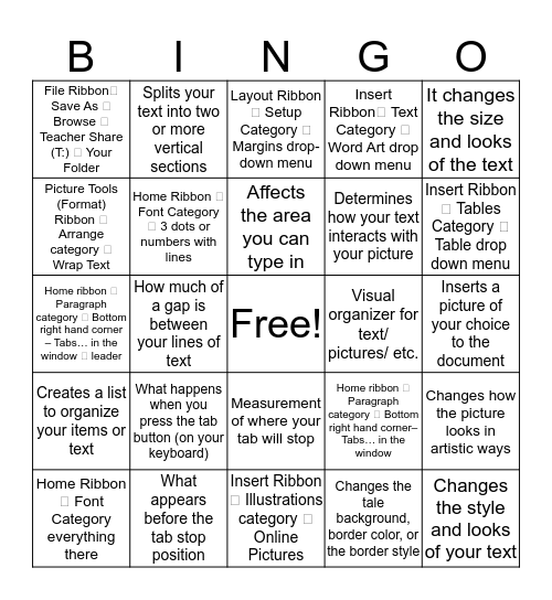 Word Review Anthony S  Bingo Card