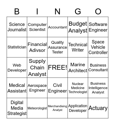 STEM Careers Bingo! Bingo Card