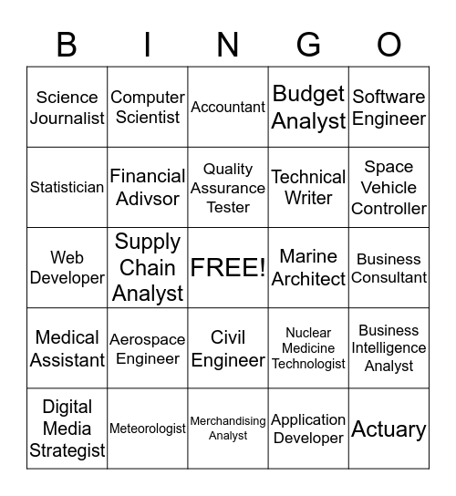 STEM Careers Bingo! Bingo Card