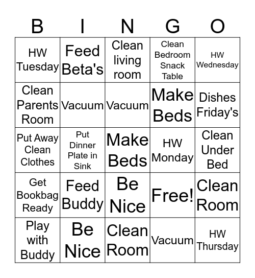 Kelly's Bingo Board Bingo Card