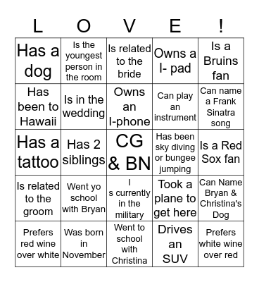 Getting To Know Each Other Bingo Card
