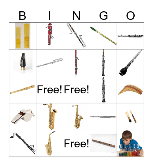 Woodwind Instruments Bingo Card