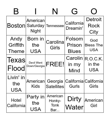 Masters of Musicology - America  Bingo Card