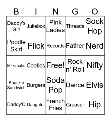 Father-Daughter Dance Bingo Card