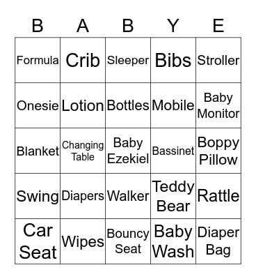 BABY EZEKIEL BINGO Card