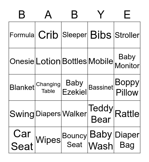 BABY EZEKIEL BINGO Card