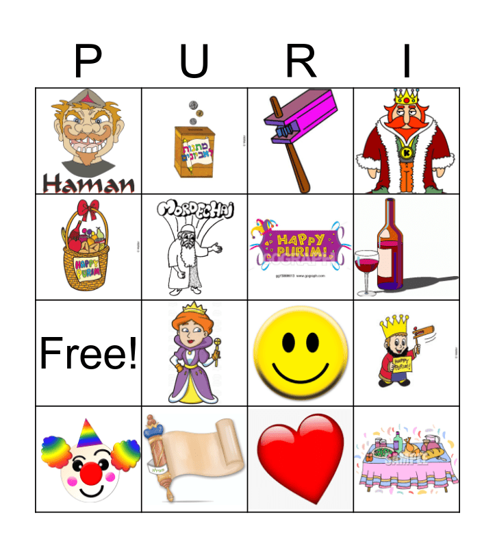 Purim Bingo! Bingo Card