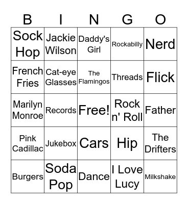 Father-Daughter Dance Bingo Card