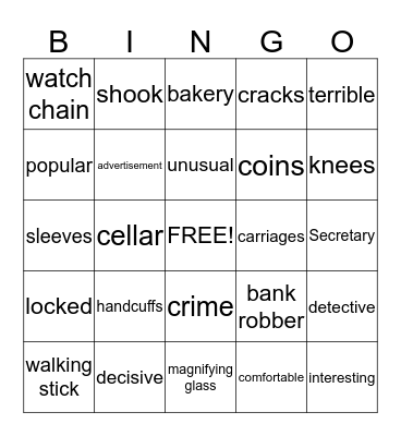 Sherlock Holmes Bingo Card