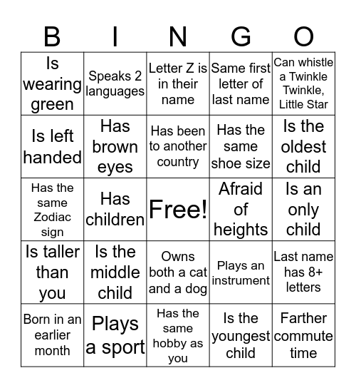 Bingo Sheet #2 Bingo Card