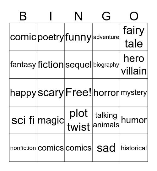 Cole's Bingo Card