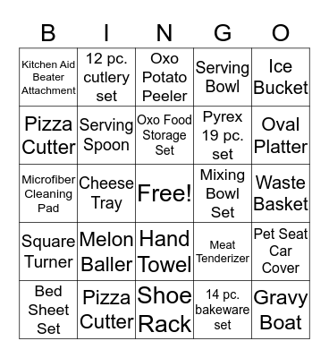 Wedding Shower Bingo Card