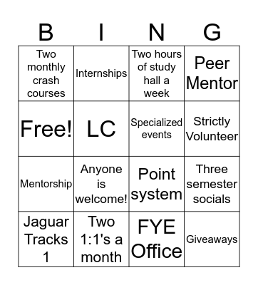 PAWS  Bingo Card
