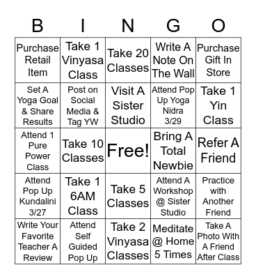 MEMBER APPRECIATION BINGO Card