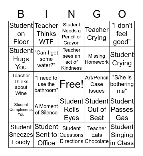 Teacher BINGO - March 4 Bingo Card