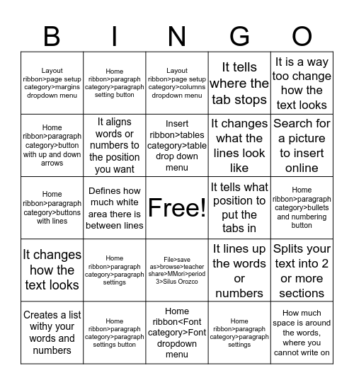 Word Review (Silus Orozco) Bingo Card