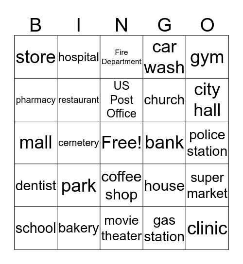 Community  Bingo Card