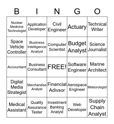 STEM Careers Bingo!  Bingo Card