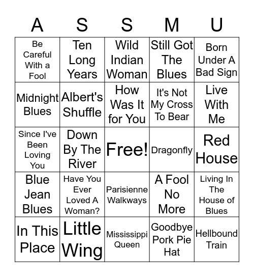 Round 1 (Blues Rock) - Straight Line Bingo Card