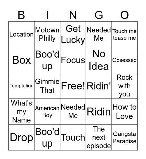 BSA Musical Bingo Card