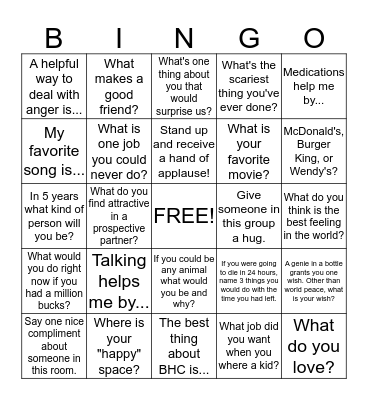 Social Bingo Card