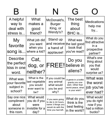 Social Bingo Card