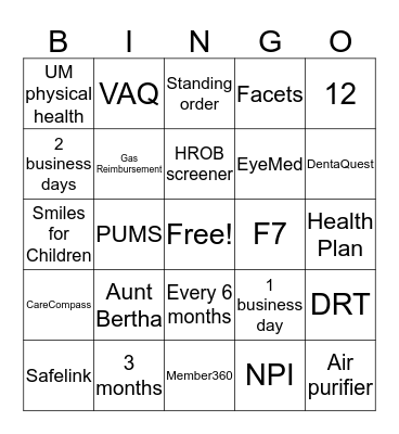 MMS Bingo Card