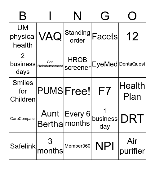 MMS Bingo Card