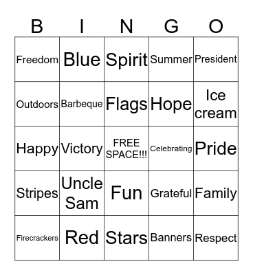 !!!!!!!!Fourth Of July Bingo!!!!!!!!! Bingo Card