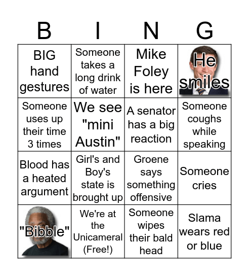 Nebraska Legislature Bingo  Bingo Card