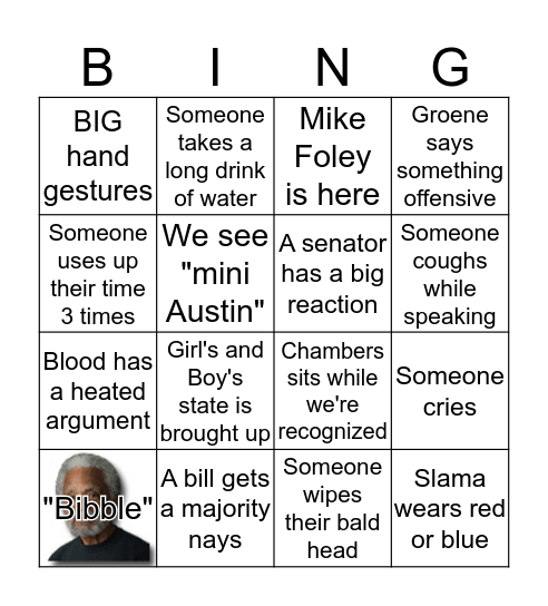 Nebraska Legislature Bingo  Bingo Card