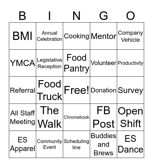 SCL Bingo Card