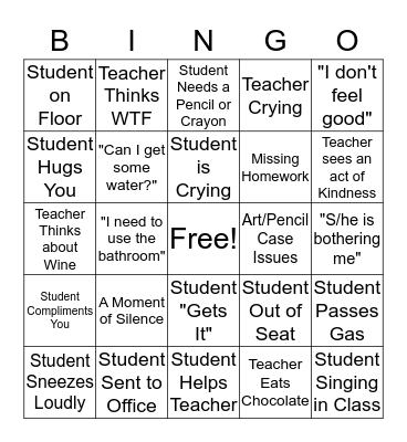 Teacher BINGO - March 4 Bingo Card