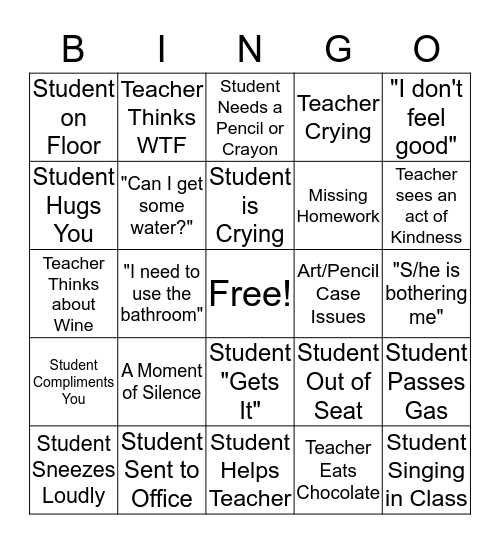 Teacher BINGO - March 4 Bingo Card