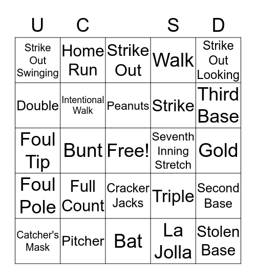 Baseball Bingo Card