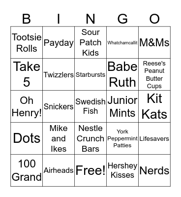 Bingo - Candy Land Bingo Card