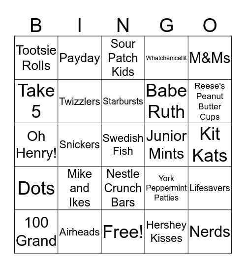 Bingo - Candy Land Bingo Card