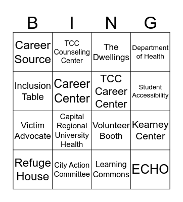 Resource Fair Bingo Card