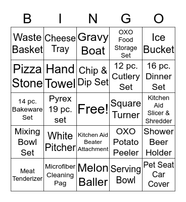 Wedding Shower Bingo Card