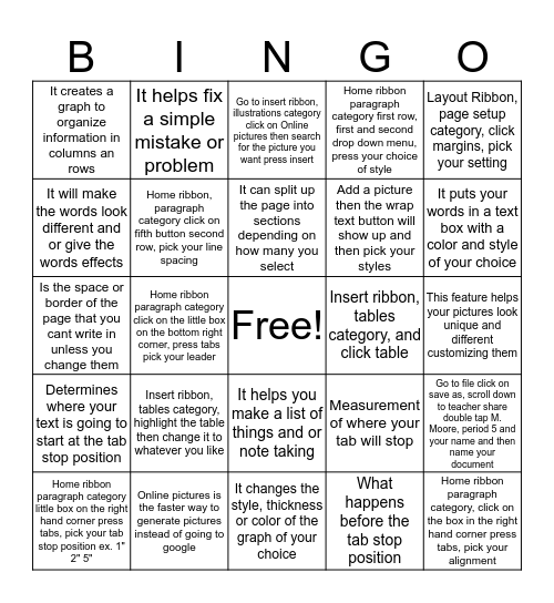 Word Review -(Andre B.) Bingo Card