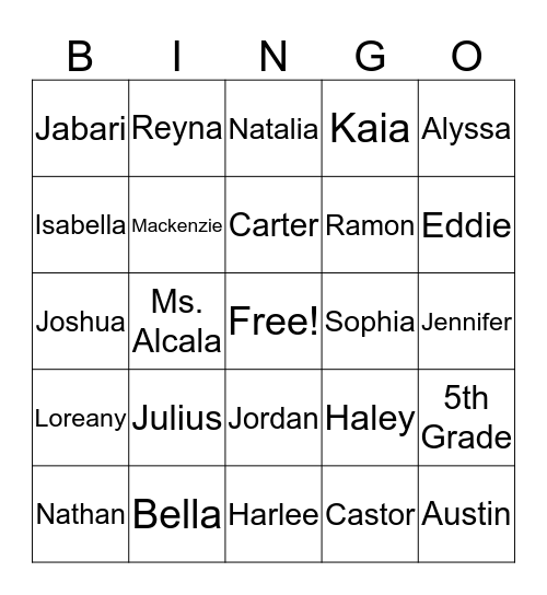 OUR CRAZY CLASS Bingo Card