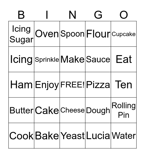 Lucia's Cooking Bingo Card