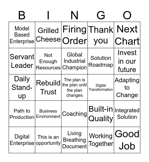 Digital Enterprise Bingo Card