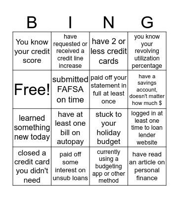 MONEY MOVES Bingo Card