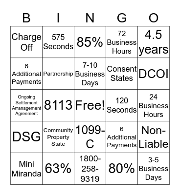 Chalkley's Team Bingo Card