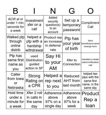 PCC BINGO Card